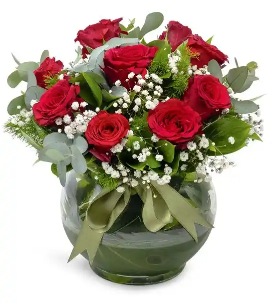 Fanus Camda Kırmızı Güller